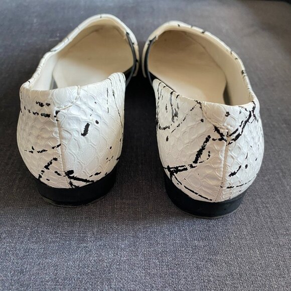 NEW GERRY WEBER WOMEN LEATHER SHOES FLAT WHITE/BLACK ABSTRACT PATTERN SZ 3.5UK - Picture 10 of 11